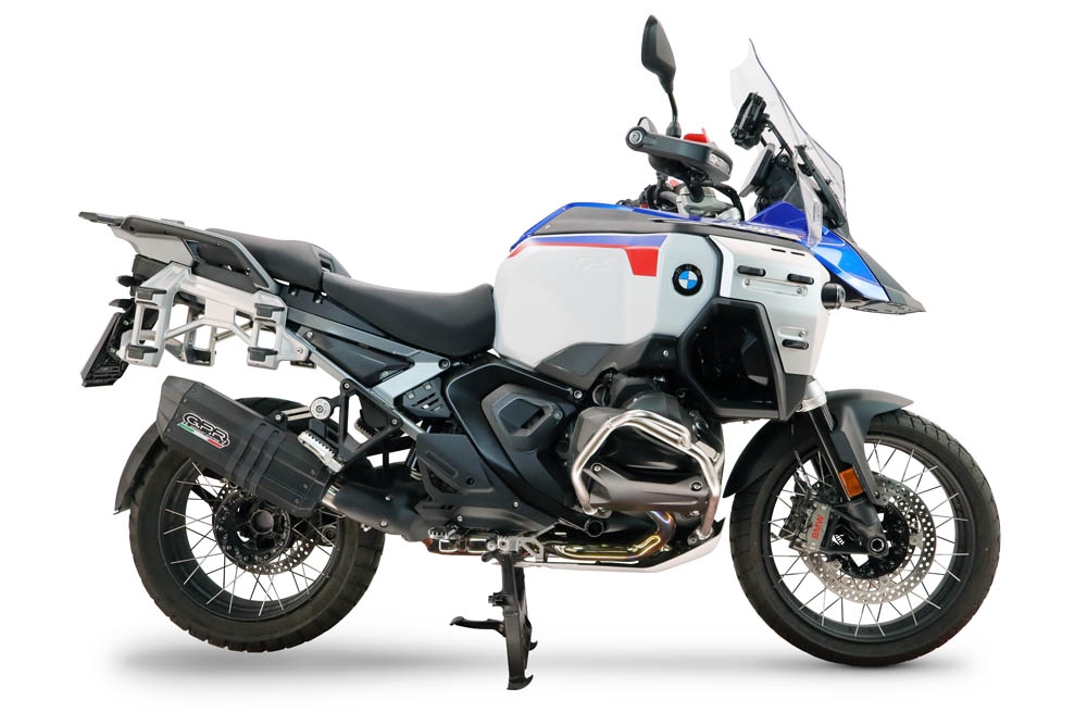GPR exhaust compatible with Bmw R 1300 GS Adventure 2024-2026, Hyper Sonic Black Titanium, Homologated legal slip-on exhaust including removable db killer and link pipe 