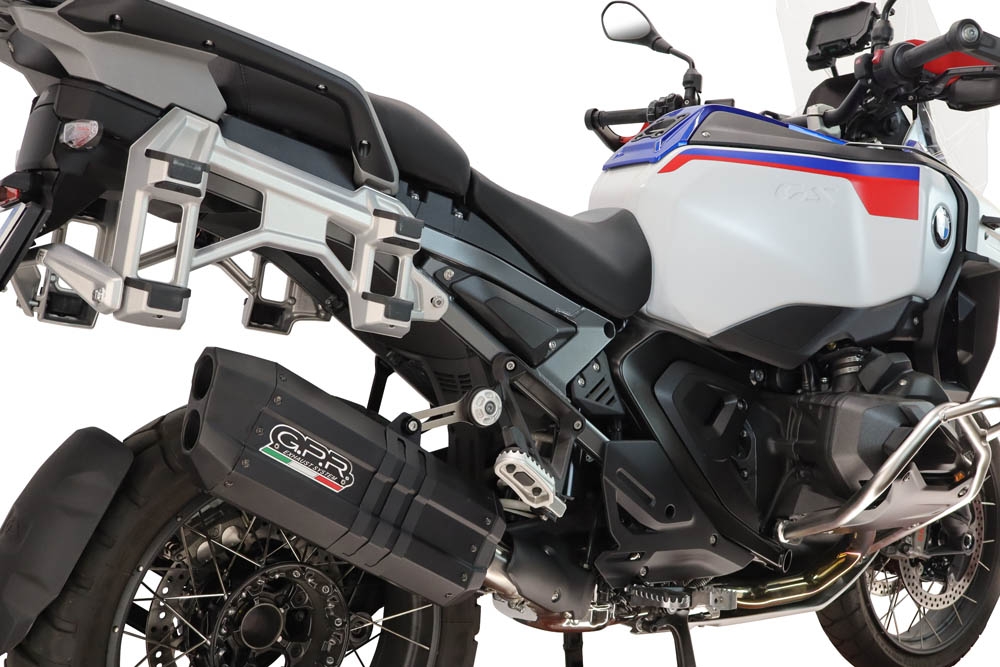 GPR exhaust compatible with Bmw R 1300 GS Adventure 2024-2026, Hyper Sonic Black Titanium, Homologated legal slip-on exhaust including removable db killer and link pipe 