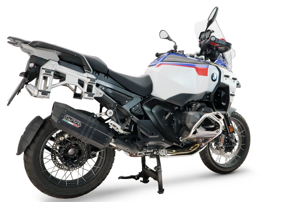 GPR exhaust compatible with Bmw R 1300 GS Adventure 2024-2026, Hyper Sonic Black Titanium, Homologated legal slip-on exhaust including removable db killer and link pipe 