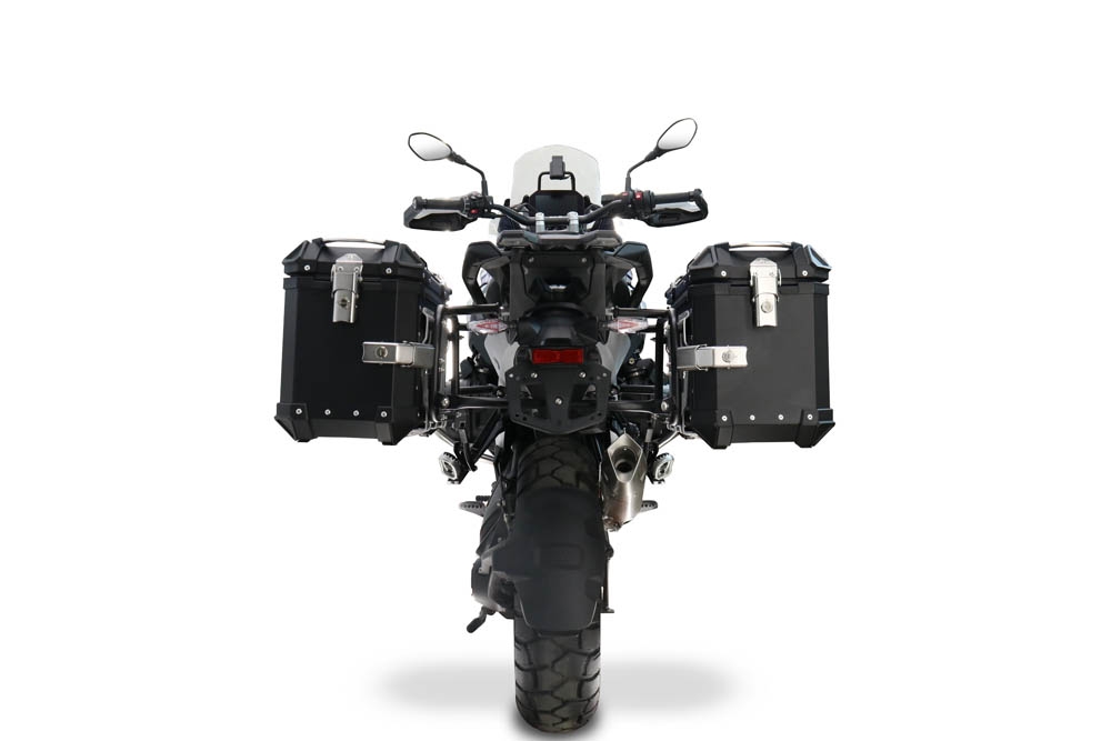 GPR TECH compatible with  Bmw R 1300 GS Adventure 2024/2026 GPR TECH Pair of side cases aluminum made, black color with specific pannier holder Capacity 38 LT. + 38 LT.