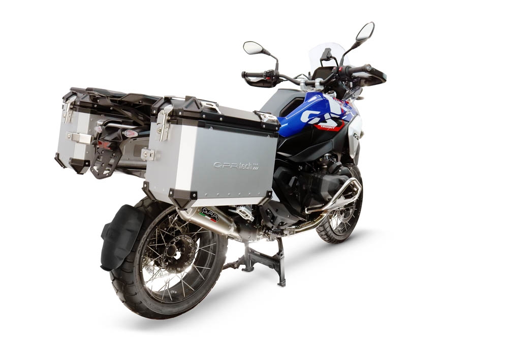 GPR TECH compatible with  Bmw R 1300 GS Adventure 2024/2026 GPR TECH Pair of side cases aluminum made, silver color with specific pannier holder Capacity 38 LT. + 38 LT.