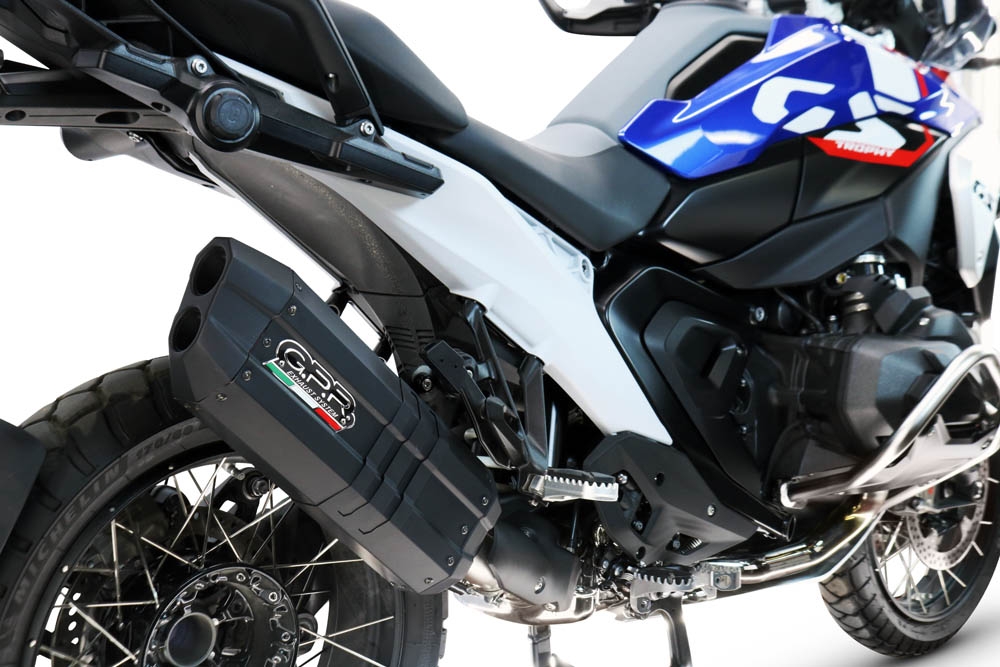 GPR exhaust compatible with Bmw R 1300 GS Adventure 2024-2026, Hyper Sonic Black Titanium, Homologated legal slip-on exhaust including removable db killer and link pipe 