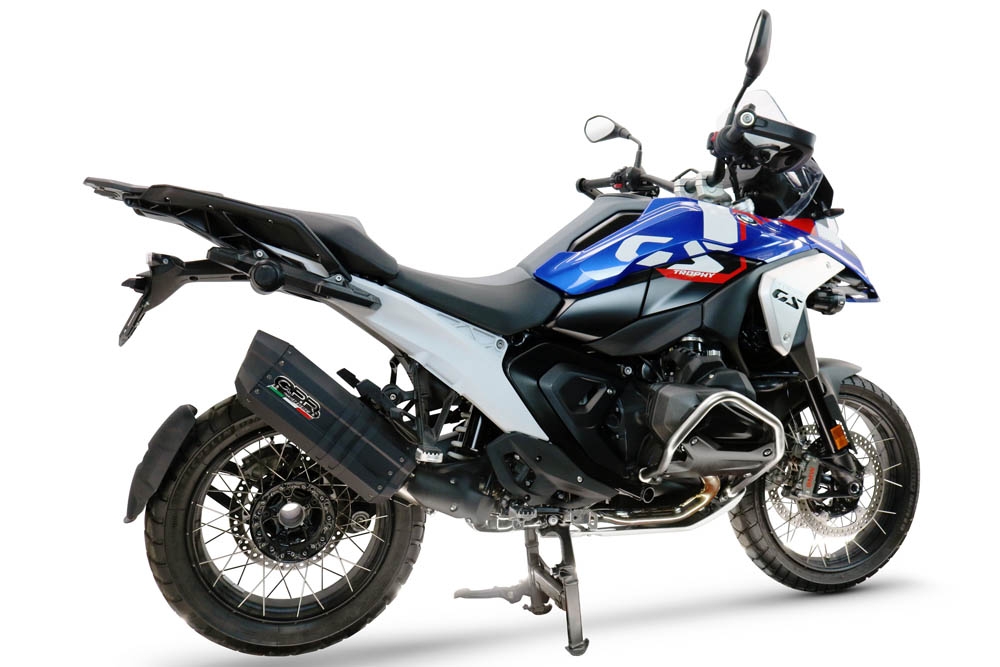 GPR exhaust compatible with Bmw R 1300 GS Adventure 2024-2026, Hyper Sonic Black Titanium, Homologated legal slip-on exhaust including removable db killer and link pipe 