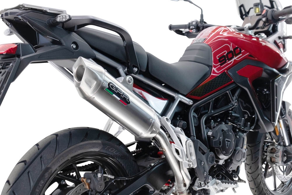 Exhaust compatible with Triumph Tiger 900 GT / Pro / Rally Pro 2024-2025, Furore-X Acciaio Inox, Slip-on exhaust including removable db killer and link pipe, not EPA-compliant 