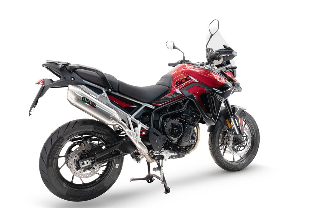 Exhaust compatible with Triumph Tiger 900 GT / Pro / Rally Pro 2024-2025, Furore-X Acciaio Inox, Slip-on exhaust including removable db killer and link pipe, not EPA-compliant 