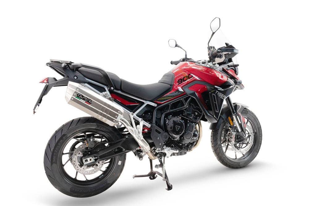 Exhaust compatible with Triumph Tiger 900 GT / Pro / Rally Pro 2024-2025, Hyper Sonic Titanium, Slip-on exhaust including removable db killer and link pipe, not EPA-compliant 