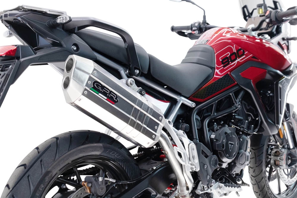 Exhaust compatible with Triumph Tiger 900 GT / Pro / Rally Pro 2024-2025, Hyper Sonic Titanium, Slip-on exhaust including removable db killer and link pipe, not EPA-compliant 
