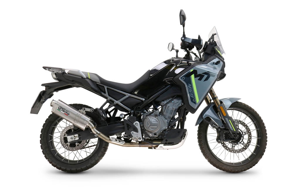GPR exhaust compatible with  Cf Moto 450 MT 2024-2025, Dune Triovale Titanio, Slip-on exhaust including removable db killer and link pipe, EPA-compliant 