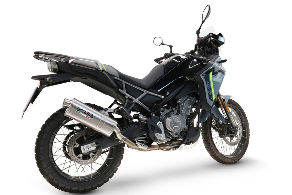 GPR exhaust compatible with  Cf Moto 450 MT 2024-2025, Dune Triovale Titanio, Slip-on exhaust including removable db killer and link pipe, EPA-compliant 