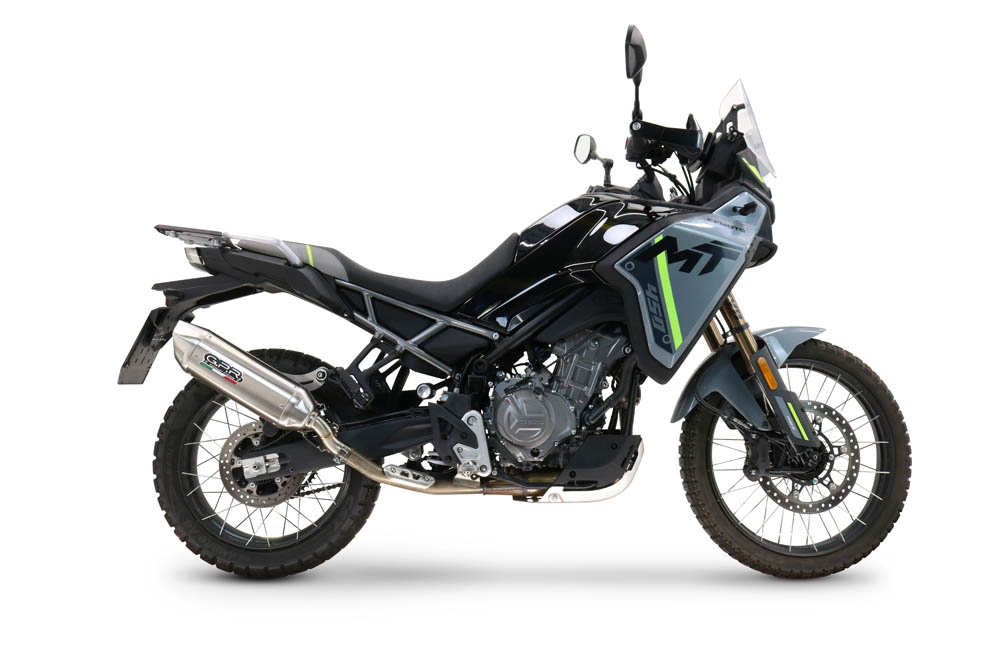 GPR exhaust compatible with  Cf Moto 450 MT 2024-2025, Furore-X Acciaio Inox, Slip-on exhaust including removable db killer and link pipe, not EPA-compliant 