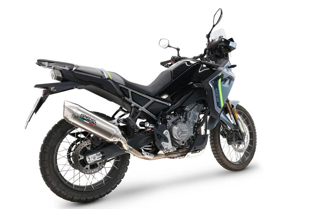 GPR exhaust compatible with  Cf Moto 450 MT 2024-2025, Furore-X Acciaio Inox, Slip-on exhaust including removable db killer and link pipe, not EPA-compliant 