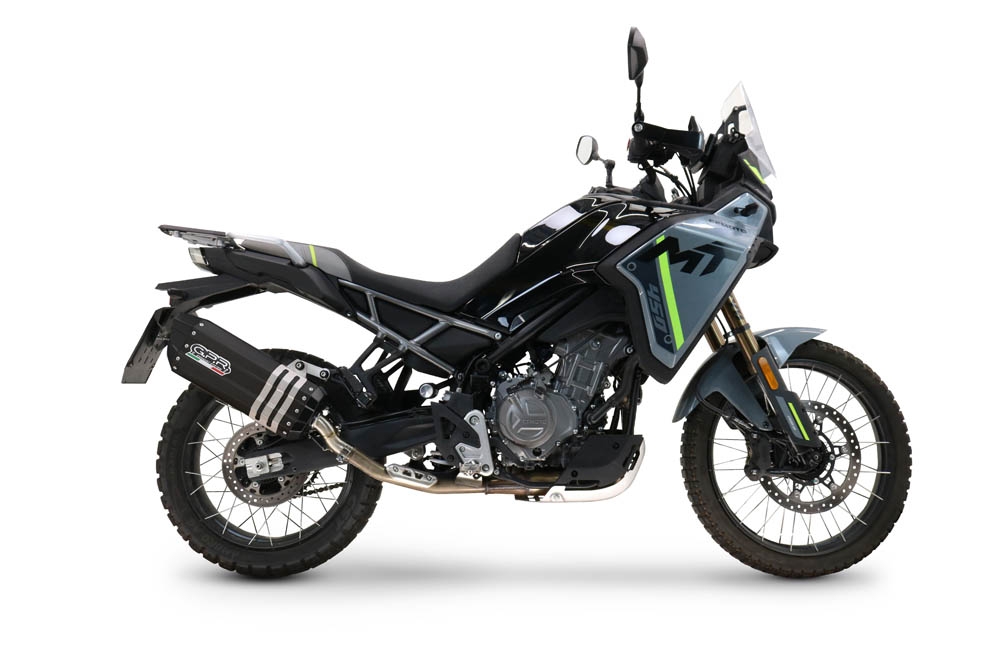 GPR exhaust compatible with  Cf Moto 450 MT 2024-2025, Hyper Sonic Black Titanium, Full system exhaust, including removable db killer/spark arrestor 
