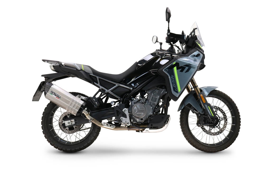 GPR exhaust compatible with  Cf Moto 450 MT 2024-2025, Hyper Sonic Titanium, Full system exhaust, including removable db killer/spark arrestor 