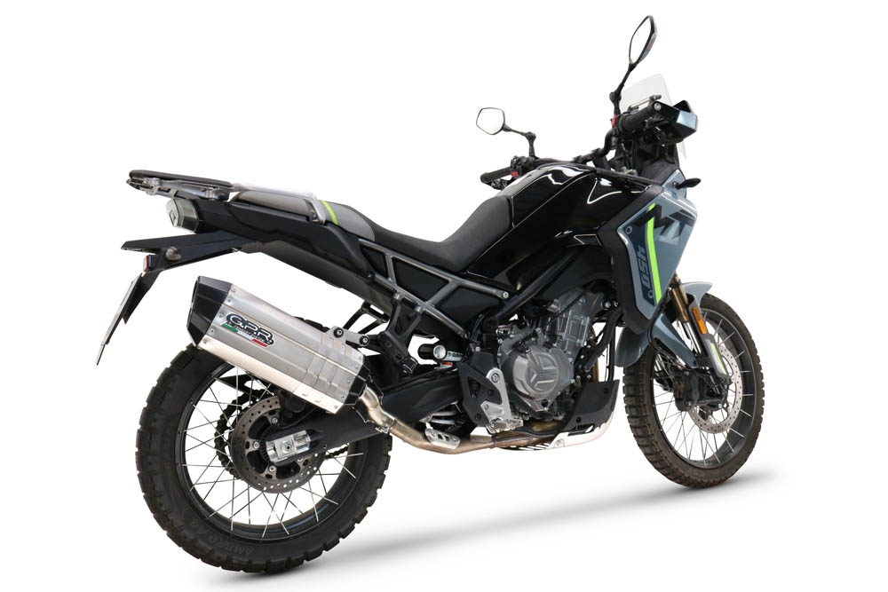 GPR exhaust compatible with  Cf Moto 450 MT 2024-2025, Hyper Sonic Titanium, Full system exhaust, including removable db killer/spark arrestor 