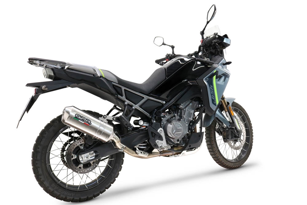 GPR exhaust compatible with  Cf Moto 450 MT 2024-2025, Satinox , Slip-on exhaust including removable db killer and link pipe, EPA-compliant 