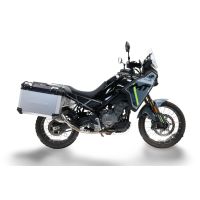 GPR TECH compatible with  Cf Moto 800 Mt Touring/Explorer 2025/2026 e5 plus GPR TECH Pair of side cases aluminum made with contoured right side, silver color with specific pannier holder Capacity 38 LT. + 32 LT.