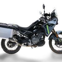 GPR TECH compatible with  Cf Moto 450MT 2023/2025 Euro5 Plus GPR TECH Pair of side cases aluminum made with contoured right side, silver color with specific pannier holder Capacity 38 LT. + 32 LT.