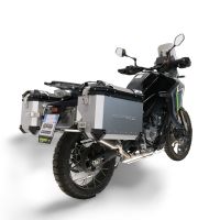 GPR TECH compatible with  Cf Moto 800 Mt Touring 2021/2024 e5 GPR TECH Pair of side cases aluminum made with contoured right side, silver color with specific pannier holder Capacity 38 LT. + 32 LT.