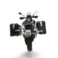 GPR TECH compatible with  Cf Moto 800 Mt Touring 2021/2024 e5 GPR TECH Pair of side cases aluminum made with contoured right side, black color with specific pannier holder Capacity 38 LT. + 32 LT.