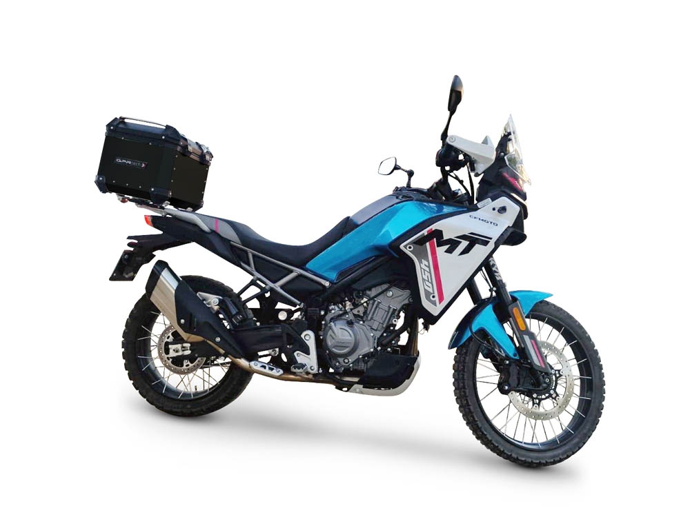 Top case GPR TECH compatible with  Cf Moto 450MT 2023/2025 Euro5 Plus GPR TECH Top case in aluminum, black color with specific plate included Capacity 55 LT.