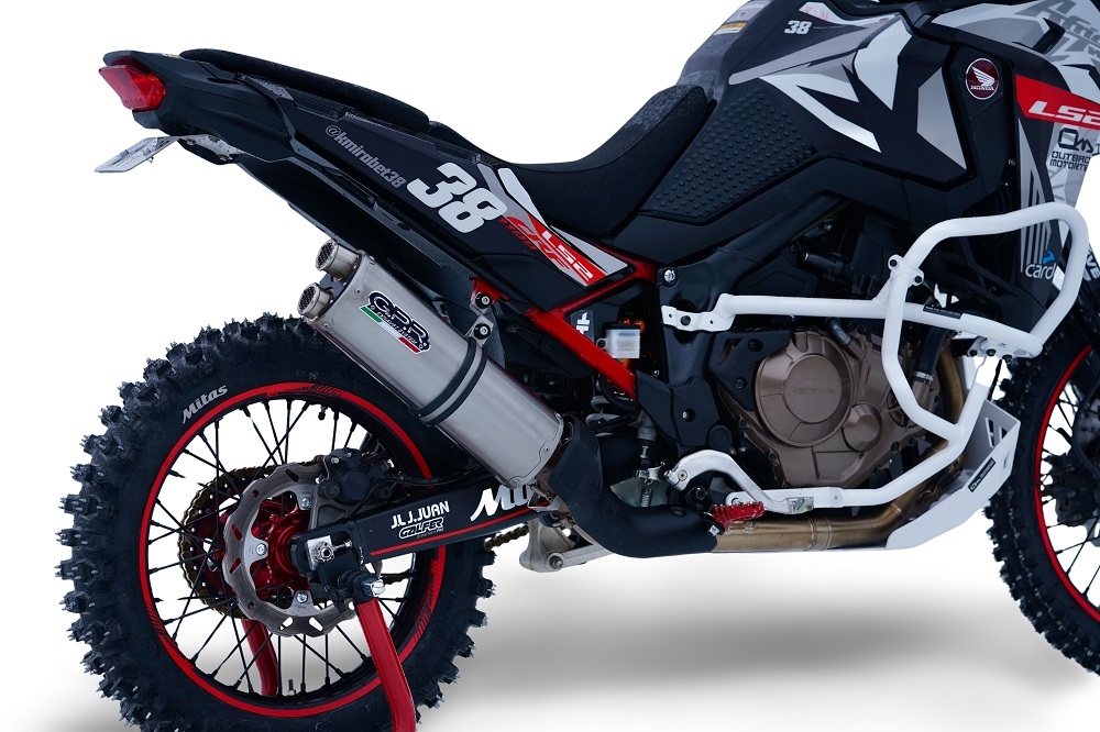 Exhaust compatible with Honda Crf 1100 L Africa Twin Adventure Sport 2020-2025, Dual Inox, Slip-on exhaust including removable db killer and link pipe, EPA-compliant 