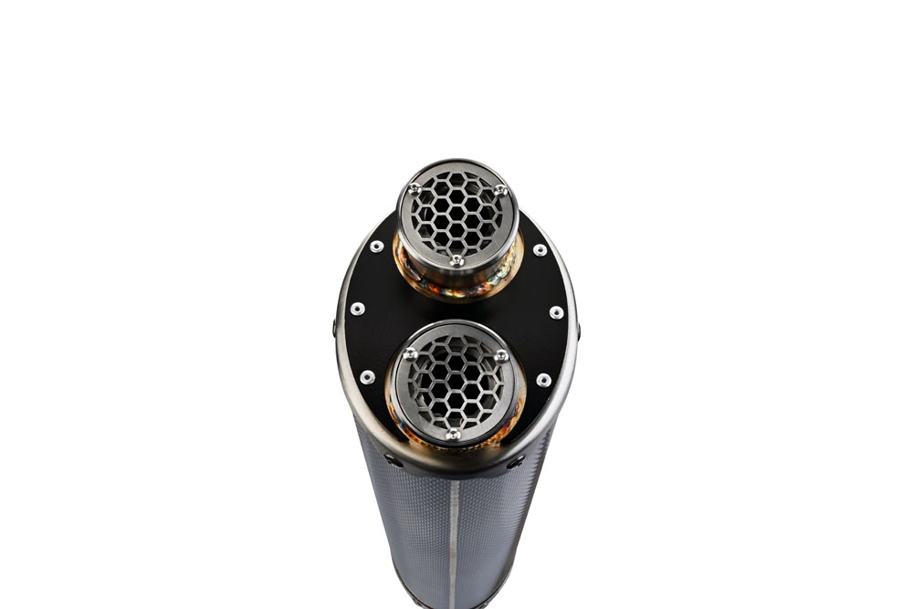 Exhaust compatible with Aprilia Tuareg 660 2021-2024, Dual Poppy, Slip-on exhaust including removable db killer and link pipe, EPA-compliant 