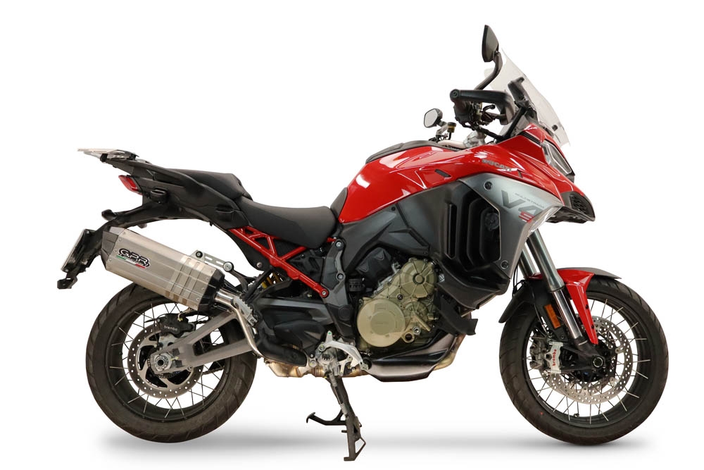 GPR exhaust compatible with Ducati Multistrada V4 - V4S 2025-2026, Hyper Sonic Titanium, Homologated legal slip-on exhaust including removable db killer and link pipe 