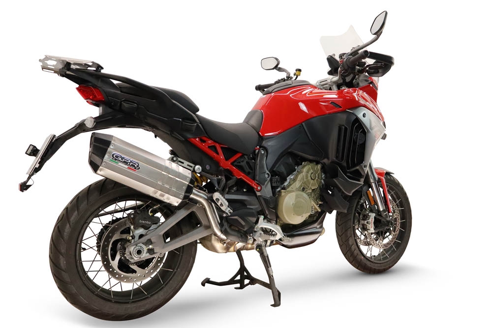 GPR exhaust compatible with Ducati Multistrada V4 - V4S 2025-2026, Hyper Sonic Titanium, Homologated legal slip-on exhaust including removable db killer and link pipe 