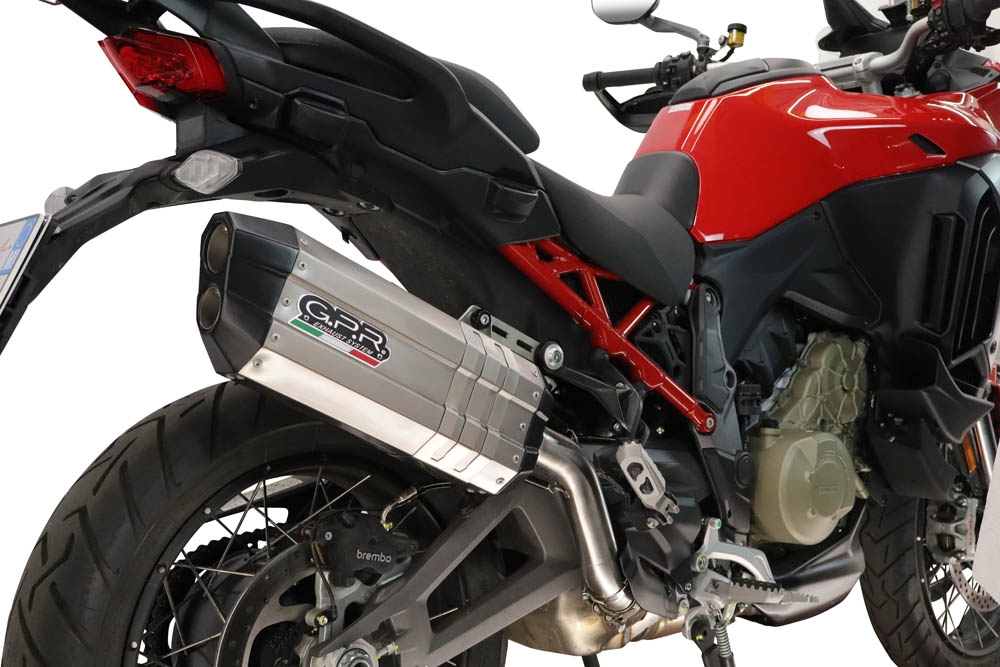GPR exhaust compatible with Ducati Multistrada V4 - V4S 2025-2026, Hyper Sonic Titanium, Homologated legal slip-on exhaust including removable db killer and link pipe 