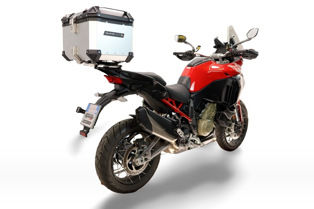 Top case GPR TECH compatible with  Harley Davidson Pan America 1250 2020/2024 GPR TECH Top case in aluminum, silver color with specific plate included Capacity 35 LT.