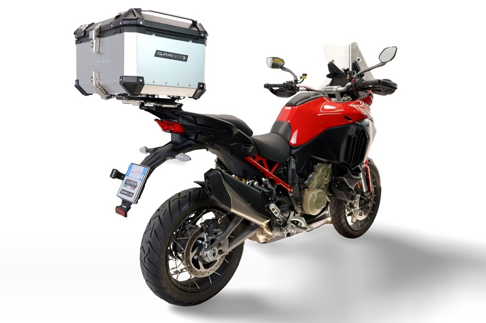 Top case GPR TECH compatible with  Harley Davidson Pan America 1250 2020/2024 GPR TECH Top case in aluminum, silver color with specific plate included Capacity 45 LT.