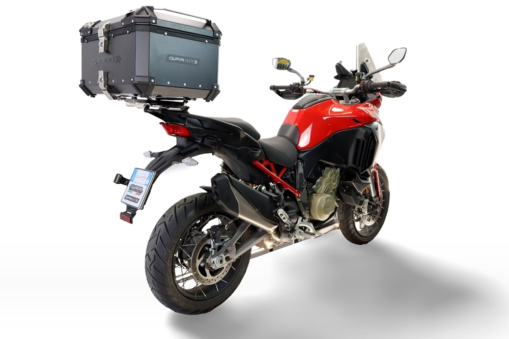 Top case GPR TECH compatible with  Harley Davidson Pan America 1250 2020/2024 GPR TECH Top case in aluminum, black color with specific plate included Capacity 45 LT.