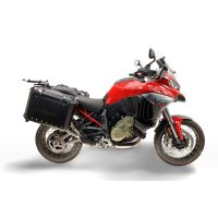 GPR TECH compatible with  Ducati Multistrada V4 - V4S 2025/2026 GPR TECH Pair of side cases aluminum made with contoured right side, black color with specific pannier holder TECH-EVO serie  Capacity 38 LT. + 32 LT.