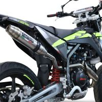 Exhaust compatible with Fantic Motor XEF 125 Enduro 125 Competition/Performance 2025-2026, Deeptone Inox, Slip-on exhaust including link pipe and removable db killer 
