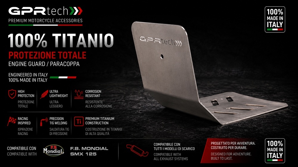 GPR TECH compatible with  F.B. Mondial Smx 125 Enduro 2021/2023 e5 Supermoto 2021/2023 e5 GPR TECH Titanium Skid plate 