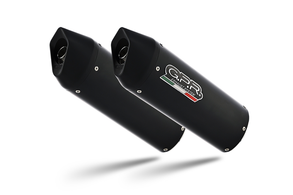 Exhaust compatible with Aprilia Pegaso 3 650 - Pegaso i.e. 1997-2000, Furore Nero, Dual slip-on including removable db killers and link pipes, EPA-compliant 