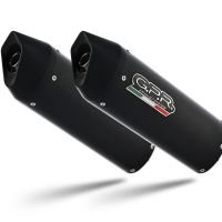 Exhaust compatible with Aprilia Pegaso 3 650 - Pegaso i.e. 1997-2000, Furore Nero, Dual slip-on including removable db killers and link pipes, EPA-compliant 