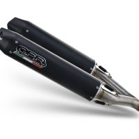 Exhaust compatible with Aprilia Dorsoduro 750 2008-2016, Furore Nero, Dual slip-on including removable db killers and link pipes, EPA-compliant 