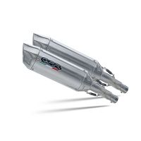 GPR exhaust compatible with Aprilia Dorsoduro 1200 2011-2016, Furore-X Inox, Dual Homologated legal slip-on exhaust including removable db killers and link pipes 