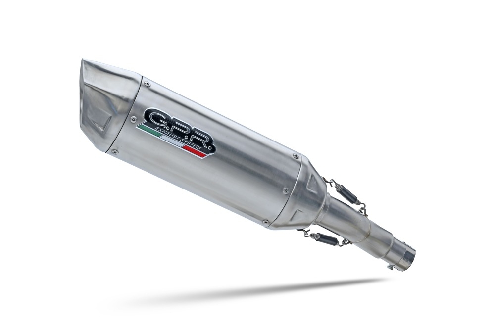 GPR exhaust compatible with Aprilia Caponord 1200 2013-2016, Furore-X Inox, Homologated legal slip-on exhaust including removable db killer and link pipe 