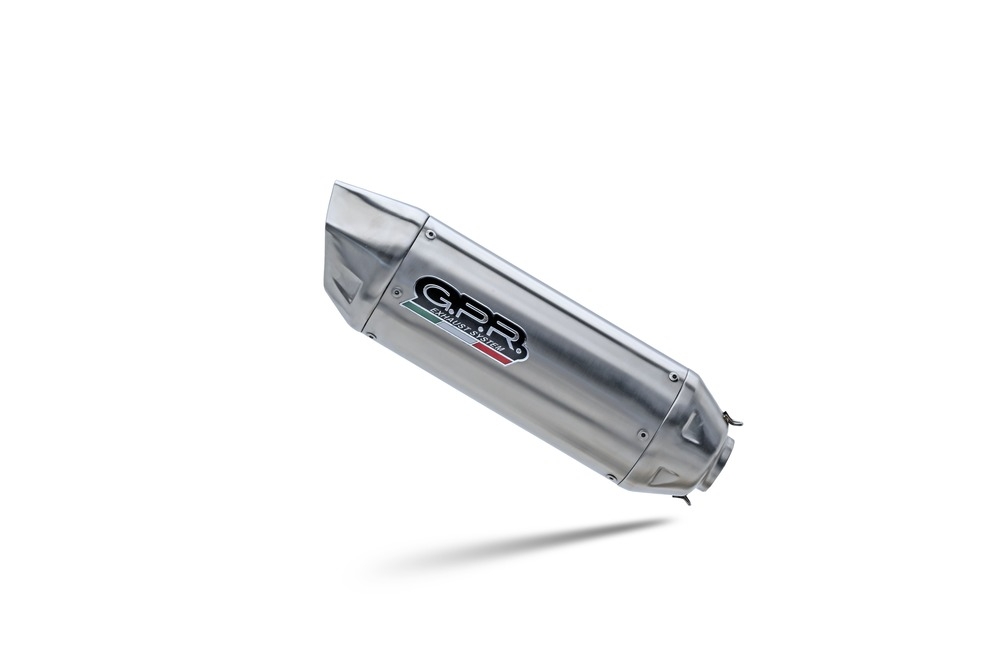 GPR exhaust compatible with Aprilia Caponord 1200 2013-2016, Furore-X Inox, Homologated legal slip-on exhaust including removable db killer and link pipe 