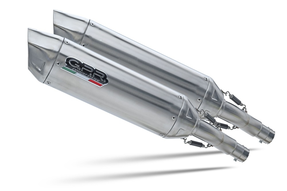 GPR exhaust compatible with Aprilia Etv Caponord 1000 Rally 2001-2007, Furore-X Inox, Dual Homologated legal slip-on exhaust including removable db killers, link pipes and catalysts 