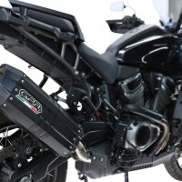 GPR exhaust compatible with Harley Davidson Pan America 1250 2020-2024, Hyper Sonic Black Titanium, Homologated legal slip-on exhaust including removable db killer and link pipe 