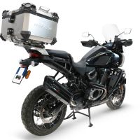 GPR exhaust compatible with Harley Davidson Pan America 1250 2020-2024, Hyper Sonic Black Titanium, Homologated legal slip-on exhaust including removable db killer and link pipe 