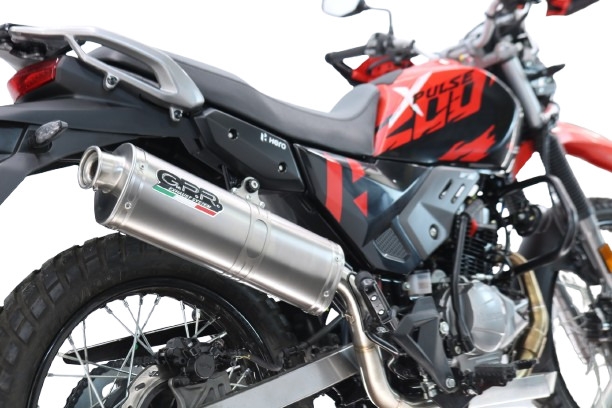 GPR exhaust compatible with Hero Xpulse 200 4V 2021-2024, Trioval, Homologated legal full system exhaust, including removable db killer 