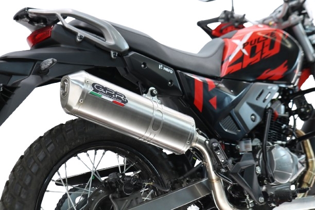 GPR exhaust compatible with Hero Xpulse 200 4V 2021-2024, Satinox , full system exhaust legal for UK and non-EU countries including removable db killer 