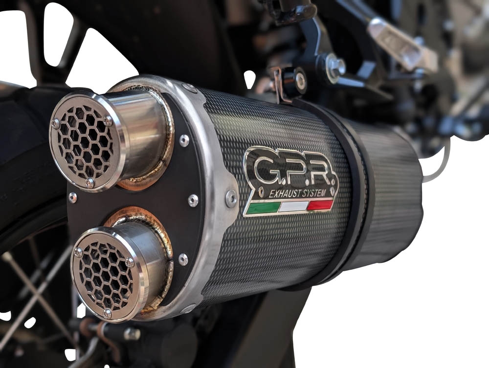 Exhaust compatible with Honda TRANSALP 750 2023-2025, Dual Poppy, Slip-on exhaust including removable db killer and link pipe, EPA-compliant 