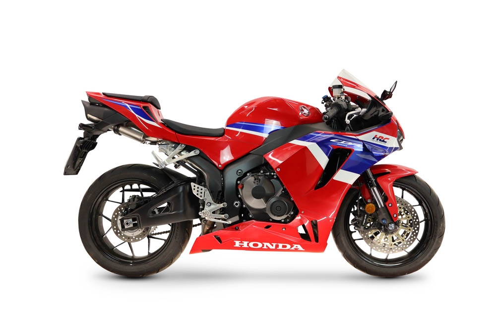 GPR exhaust compatible with Honda Cbr 600 Rr  2007-2023, Tiburon Titanium, Homologated legal slip-on exhaust including removable db killer, link pipe and catalyst 