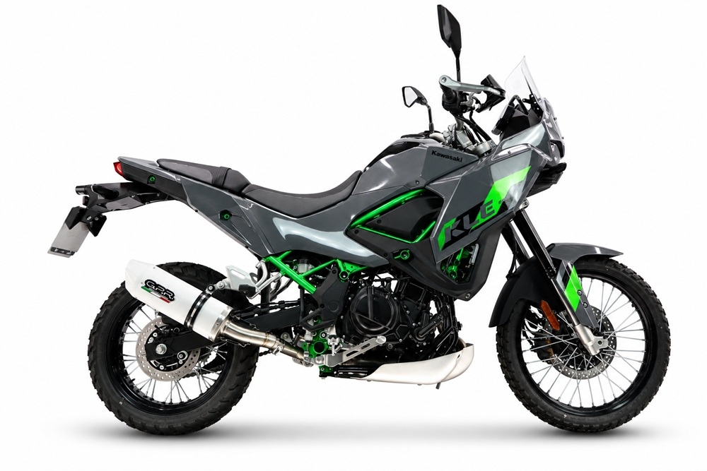 GPR exhaust compatible with Kawasaki KLE 500 2026-2027, Albus Ceramic, Homologated legal slip-on exhaust including removable db killer and link pipe 