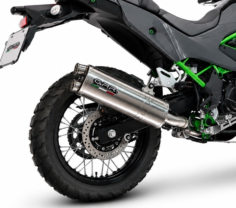 GPR exhaust compatible with Kawasaki KLE 500 2026-2027, Dual Inox, Racing slip-on exhausts including link pipe and removable db killer 